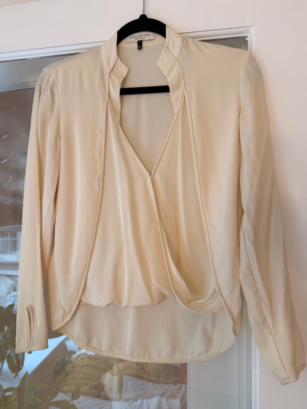 Halston Heritage Ivory Draped Wrap Blouse